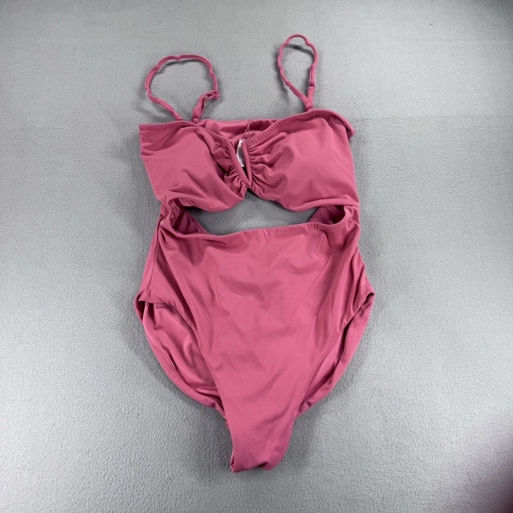 Skin Women's One Piece Cut Out Swimsuit,  Pink, Large. Beach, Suntanned, Water